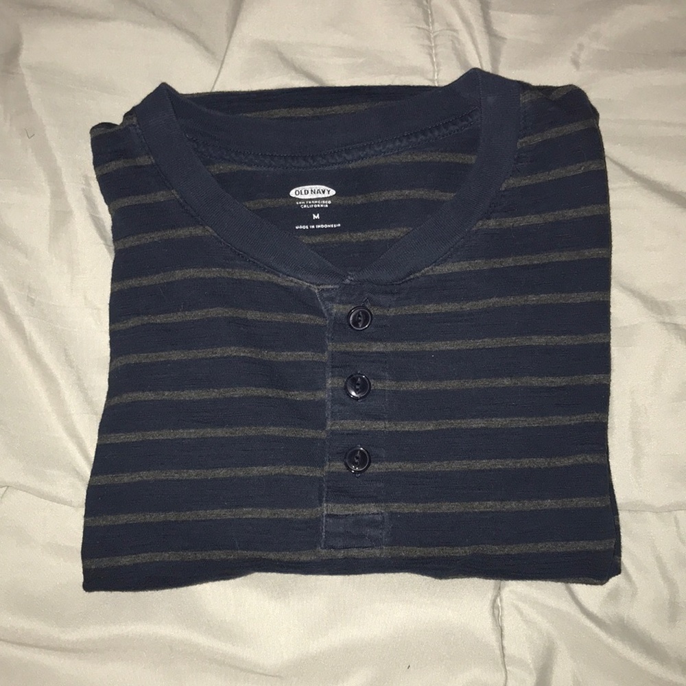 Old Navy Navy Blue Stripe Long Tee